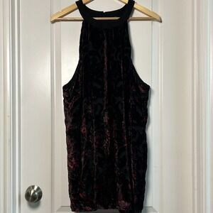 Torrid Black & Red Burnout Velvet Damask Top Dark Academia Whimsigoth Style